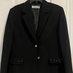 Tahari Black and Gold Blazer with Notched Lapel